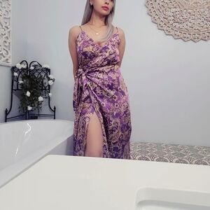 Zara Purple Paisley Print Wrap Dress